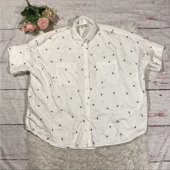 Madewell Cactus Embroidered Courier Oversized Button Down Shirt - Picture 3 of 6